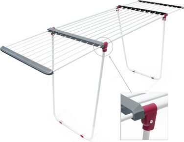 Сушарка для білизни Relaxdays, висувна, залізна, довжина сушіння 18 м, сушарка для білизни, ВхШхГ прибл. 91 x 199 x 63 см, біла