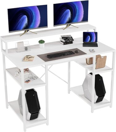 Стіл Devoko з підставкою для монітора, комп'ютерний стіл з полицями, офісний стіл з книжковою полицею, комп'ютерний стіл для мален