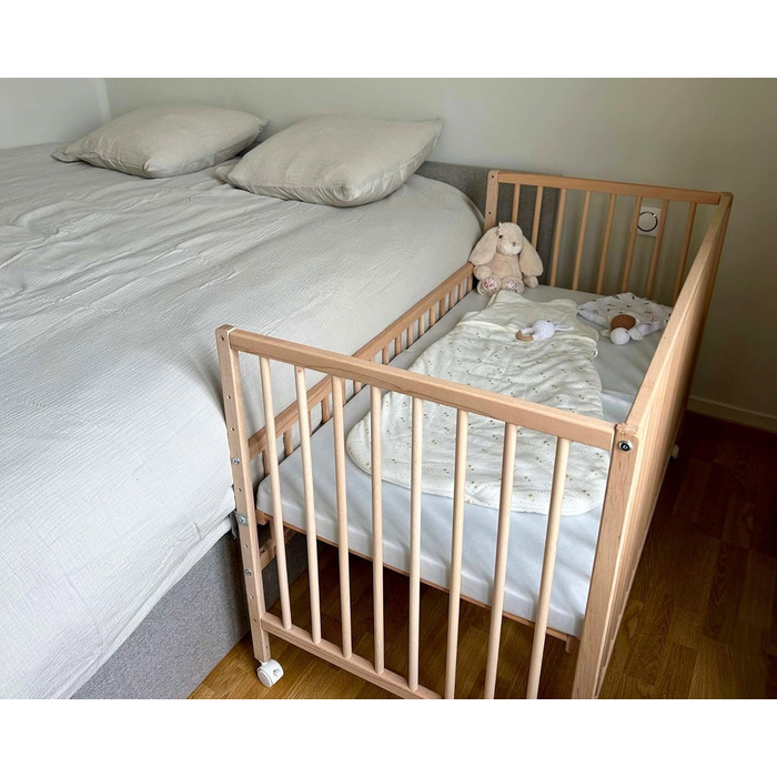 Дерев&39яне дитяче ліжко для сну 60x120 см Біле LIO Дитяче ліжко для сну Від народження Регульована висота Один розмір, рейкова основа, біла, 23 WEBABY -