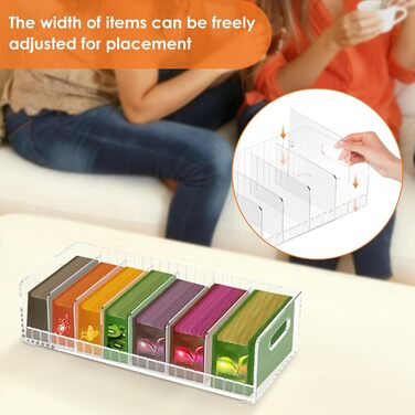 Органайзер для чайних пакетиків з 2 акрилових частин, знімний, 14 відділень, для зберігання чайних пакетиків, акрилова чайна коробка, 36,515,89,5 см, простий у використанні для чаю, кавових капсул, цукру