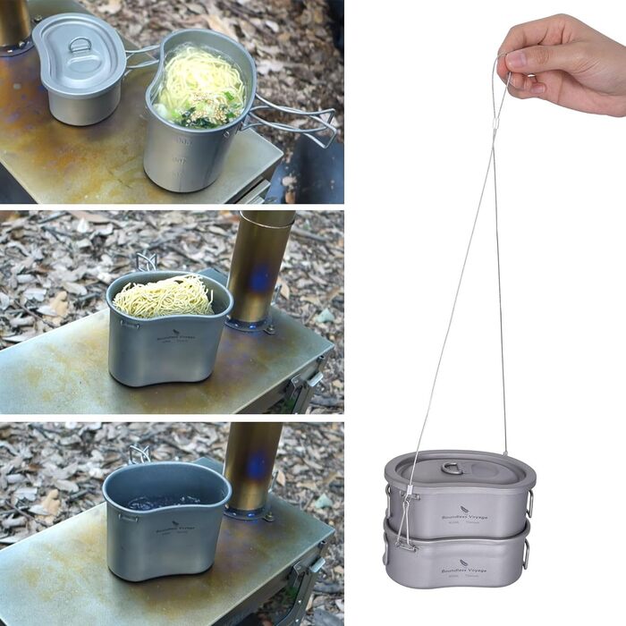 Безмежна подорож Titan Camping Pot Set з надлегким ланч-боксом Портативна миска Посуд для пікніка Посуд для столового посуду Титан