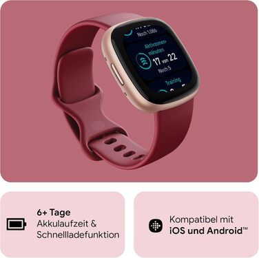 Розумний годинник для жінок/чоловіків Фітнес-трекер з інтегрованим GPS та функцією телефону, 6 днів роботи від батареї, понад 40 режимів тренувань Фітнес-годинник, сумісний з Android/iOS, малиново-червоний/мідно-рожевий алюмінієвий, 4