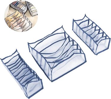 Складана коробка для зберігання білизни, органайзер для бюстгальтерів, роздільник для шкарпеток, чудовий комплект для шафи, легка, практична, для домашнього зберігання (сіра)