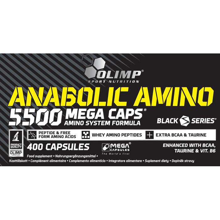 Високоякісна харчова добавка Olimp Nutrition BCAA 5500 Mega Caps з великою кількістю найважливіших амінокислот та білків, 400 капсул
