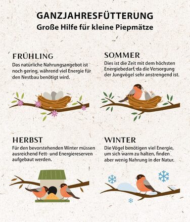 Корм Dehner Natura Premium Wild Bird Food, снек для диких птахів, таблетки для годування комахами, цілорічний корм з високим вмістом білка / енергетичний, високоякісний корм для диких птахів, 12 x 300 г (3,6 кг)