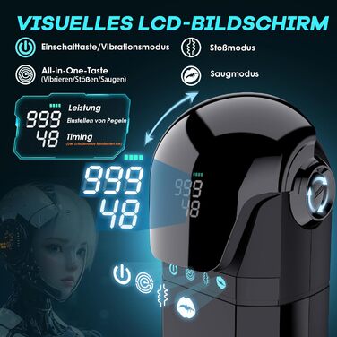 Чоловічий мастурбатор PRONFANS, з додатком, 9 режимів смоктання, поштовхів і вібрації