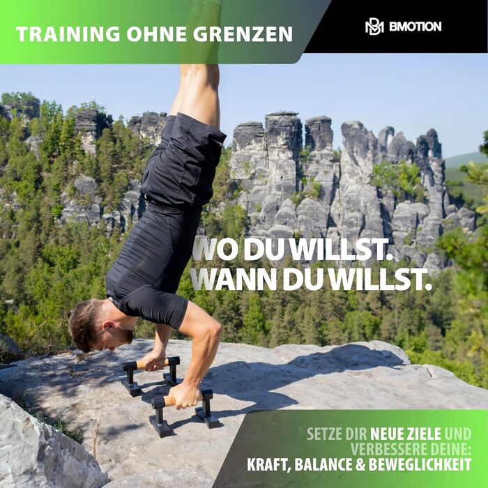 Дерев&39яні паралелети Mller & Blum, нековзні ручки для віджимань, високоякісне обладнання для калістеніки для використання в приміщенні та на вулиці, силові тренування з грифом для віджимань, міцні ручки для стійки на руках, віджимання