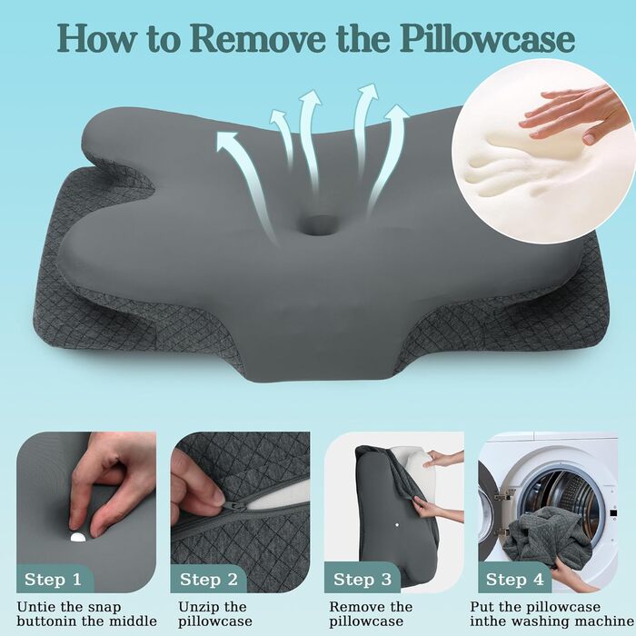 Ортопедична подушка з піни з ефектом пам&39яті для всіх типів сну, подушка для підтримки шиї, ергономічна подушка для сну на боці, оптимальний комфорт при болю в шиї та плечах, темно-сіра, розмір King - 25,2 дюйма завдовжки x 15,7 дюйма завширшки x 5,5 дю