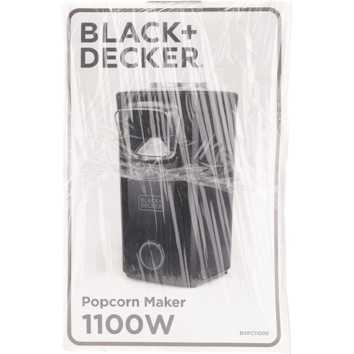 Виробник попкорну Black Decker BXPC1100E 1100 Вт Без олії Компактний Приготування всього за 3 хвилини Багатофункціональні мірні чашки Гаряче повітря Червоний