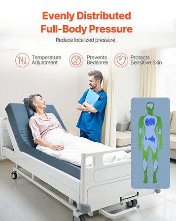 Матрац VEVOR Care, вантажопідйомність 158 кг, медичний пінопластовий матрац, водонепроникний, для лікування пролежнів у будинках для людей похилого віку та догляду вдома, 2030x914x153 мм