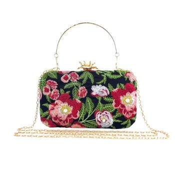 Жіноча сумочка-клатч з квітковою вишивкою та перлами, елегантна сумочка на ланцюжку через плече, вінтажний гаманець для урочистих подій, вечірок, весіль та випускних, зелений колір