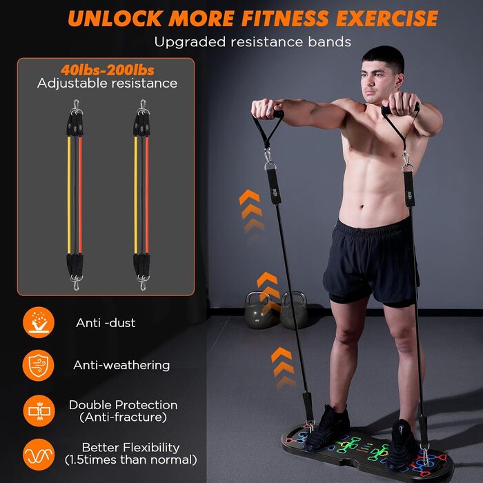 Набір преміум-дощок для віджимань, ручки для віджимань, покращена концепція 2024, гриф для віджимань 10-в-1, тренажер для домашнього тренажерного залу, чорний