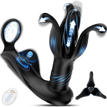 Анальний вібратор для чоловіків Soulour 4 в 1, стимуляція простати, з ерекційним кільцем та вібрацією яєчок, 9 режимів