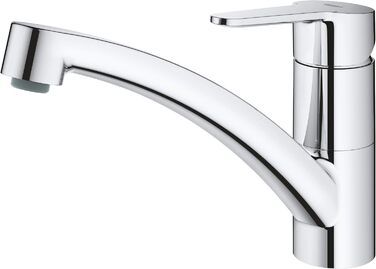 Кухонний змішувач GROHE BauGo з плоским виливом (практичний поворот на 140, гігієнічні ізольовані водні шляхи, простий монтаж), хром, 31680000