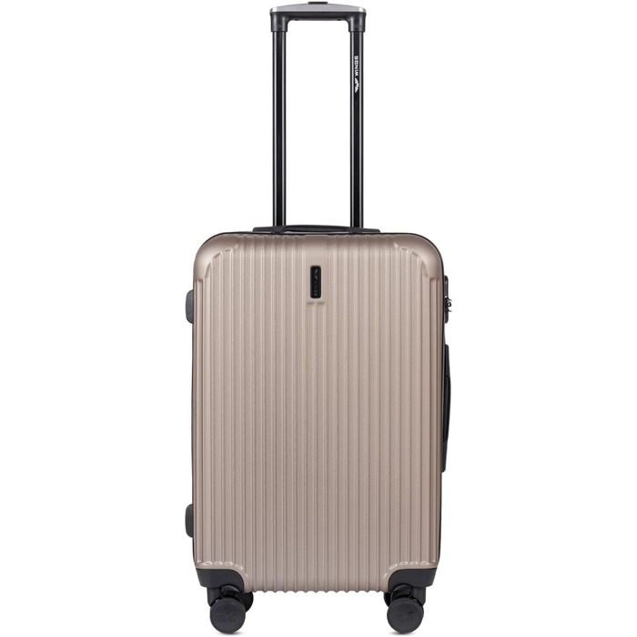 Валіза Wings з твердим корпусом - 66 x 43 x 26 см, велика дорожня валіза та візок - надлегка валіза на колесах - ручна поклажа з колесами - валіза з замком - маленький візок для літака, колір Шампань