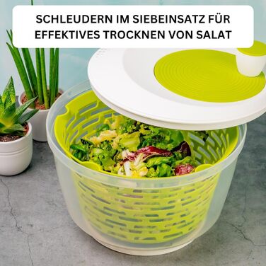 Спінер для салату Westmark, місткість 4,4 л, ø 23,5 см, пластик, без бісфенолу А, spinderella, колір прозорий/білий/зелений, 24302