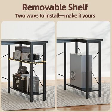 Г-подібний стіл BEXEVUE ігровий стіл 120x70 см з відділеннями для зберігання, двосторонній кутовий стіл для ПК, комп&39ютерний стіл, кутовий ігровий стіл для навчання, роботи, дому, спальні, чорний 120 x 70 см