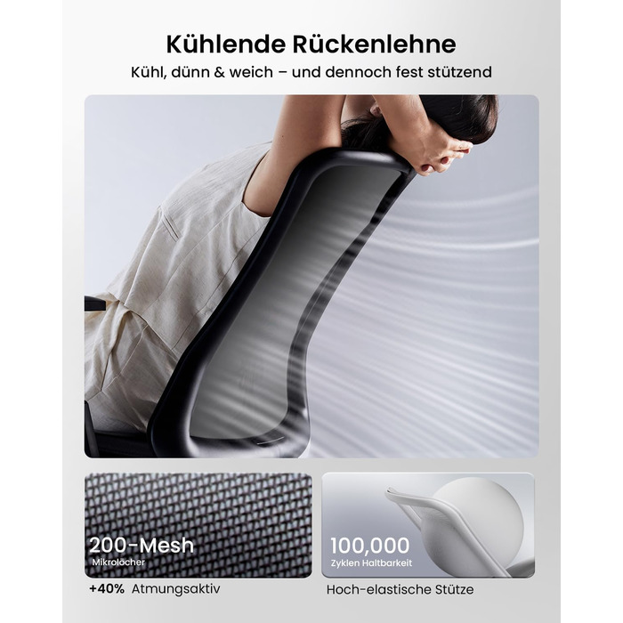 Ергономічне офісне крісло ProtoArc Flexer Робоче крісло з регулюванням глибини сидіння, контурною подушкою сидіння та дихаючою сітчастою спинкою для домашнього офісу та офісу, легке складання, чорний колір Flexer-black