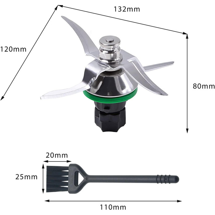 Ніж HAPPOW сумісний з Vorwerk Thermomix TM5 і TM6, заміна ножа на 4 леза, ніж блендера ультрагострий з нержавіючої сталі, в т.ч. 1 щітка для чищення, аксесуари для запасних частин ножа для вашого кухонного комбайна
