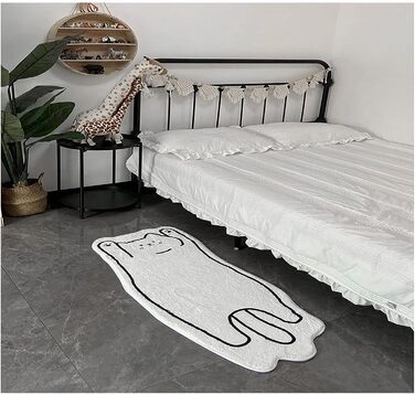 Килимок для спальні 40 х 120 см, що миється, милий і кумедний дитячий килимок, сучасний, з принтом, білий, неправильної форми для