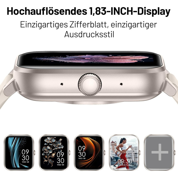 Розумний годинник ASWEE для чоловіків та жінок із Bluetooth-дзвінками, 1,83-дюймовий HD-фітнес-годинник, 123 спортивних режимів, фітнес-трекер із крокоміром, водонепроникність IP67 для Android та iOS, подарунки на День святого Валентина, зоряне сяйво