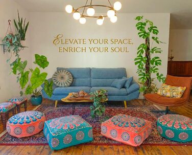 Бірюзовий круглий пуф-пуф з оксамитовою вишивкою Мяка вишита підлогова подушка з марокканським візерунком, діаметром 60 см, ідеально підходить для вітальні, спальні або кімнати для медитації. Бірюзовий колір 59Г x 59Ш x 20В см