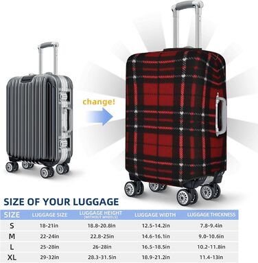 Чохол для багажу BAFAFA в червоно-чорну клітинку, захисний чохол для валізи, еластичний протиподряпинний пилозахисний чохол для подорожей, чорний, розмір 80