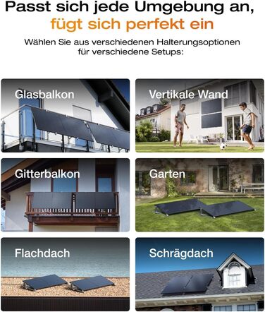 Балконна електростанція Solarway 1000 Вт / 800 Вт у комплекті з штекерним підключенням - Найновіший інвертор EcoFlow Stream 800 Вт - Повний комплект сонячної системи - Двосторонні чорні сонячні панелі 500 Вт, EcoFlow та аксесуари