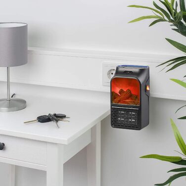 Камінний обігрівач Sichler Household Appliances Підключається до мережі вентилятор з ефектом каміна та пультом дистанційного керування, 500 Вт (керамічний вентилятор, підключається до мережі)