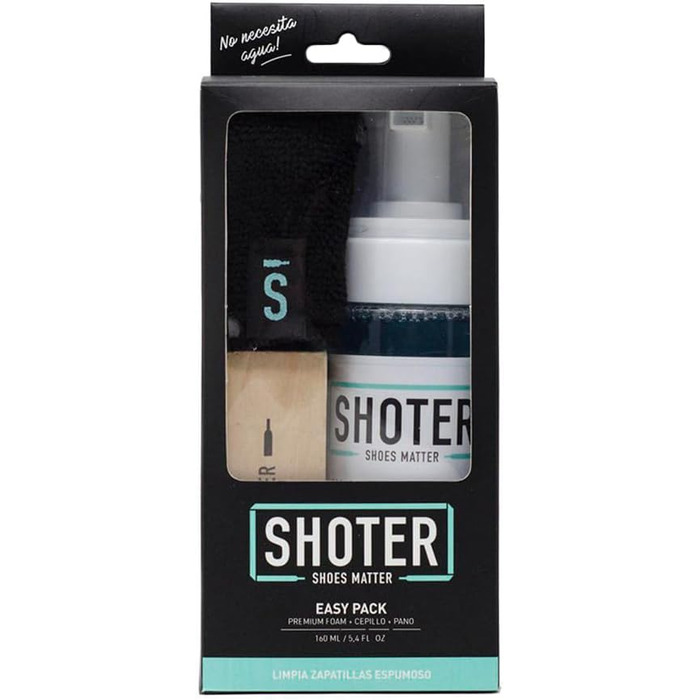 Піна SHOTER Easy Pack, засіб для чищення взуття не потребує води Преміальний набір піни для чищення взуття включає пінний очищувач Shoter, ганчірку з мікрофібри та щітку з щетини., без кольору, один розмір