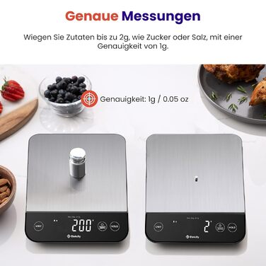 Кухонні ваги ETEKCITY цифрові, з великою пластиною з харчової нержавіючої сталі, зарядка від USB, водонепроникні 10 кг зі світлоді