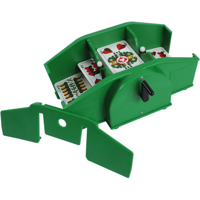 Механічний змішувач карт ASS Altenburger 22574033 Vario з ручним приводом, для різних форматів карт, в картонній коробці, зелений, розміри 24,3 x 15,7 x 10,6 см