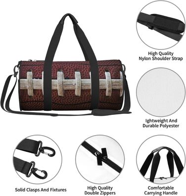 Спортивна сумка для подорожей, американський футбол, затяжки, сумка на ніч, чорна, універсальний розмір