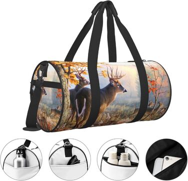 Дорожня сумка-циліндр з оленем, спортивна сумка для чоловіків та жінок, сумка-мішок, спортивна дорожня сумка