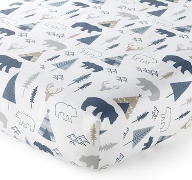 Комплект постільної білизни в дитяче ліжечко Levtex Baby Emerson, темно-синій, блакитний, сірий і коричневий, пригоди тварин, 4 пр
