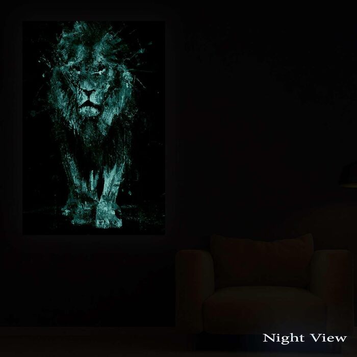 Полотно настінний живопис - Лев у кольорах - Картина готова повісити для вітальні Велика картина для прикраси будинку Друк Сучасни