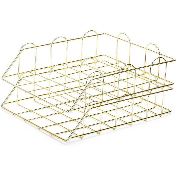 Лотки для листів/сортувальники паперу EXERZ, 2 шт., штабелювані лотки, органайзер для столу (золотий) 34 x 24 x 7 см золотий