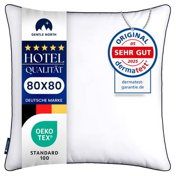Високоякісна подушка Gentle North 80x80 см готельної якості - Пухнаста, добре наповнена подушка для сну, підходить для алергіків (сертифікована Oeko-Tex Standard 100) - Можна прати при 60C 80x80