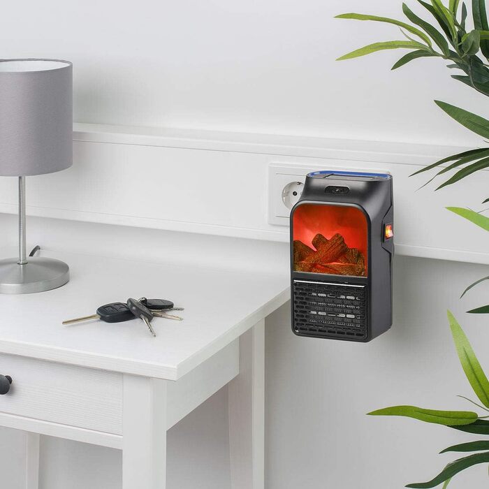 Камінний обігрівач Sichler Household Appliances Підключається до мережі вентилятор з ефектом каміна та пультом дистанційного керування, 500 Вт (керамічний вентилятор, підключається до мережі)