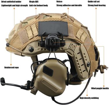 Тактичний військовий шолом для пейнтболу CS-Fast Airsoft гарнітура для зв&39язку з шумозаглушенням Pickup Набір для тренувань Fast Tactical (колір T)
