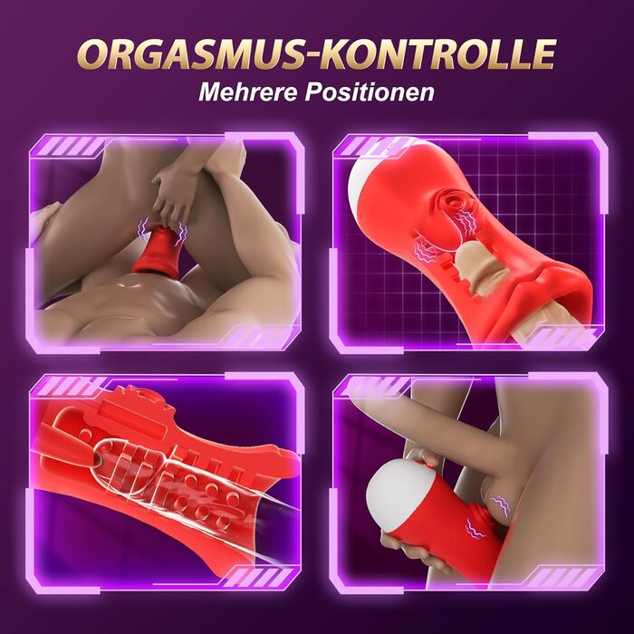 Мастурбатор Pangpangmi 4-в-1 для чоловіків, електричний стимулятор з функцією вібрації, лизання, червоний