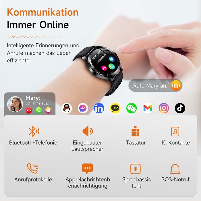 Новий смарт-годинник 2026 року для чоловіків з ЕКГ/ВСР/монітором батареї/ІМТ/сечовою кислотою, 1,43-дюймовий AMOLED-годинник для здоров&39я з 24-годинним зворотним тиском, SpO2, апное, монітором сну, екстреним викликом SOS, фітнес-годинник для Android/iOS