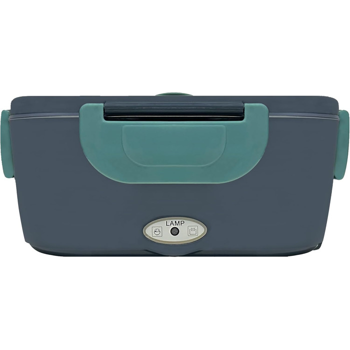 Електричний ланчбокс з підігрівом, портативний контейнер для їжі 1.5 л з нержавіючої сталі, герметичний. 3-в-1 для автомобіля (12V/24V), офісу (220V) та подорожей, з виделкою, ложкою та термосумкою (зелений)