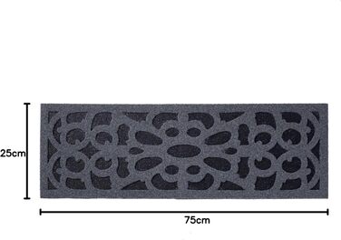 Вузький килимок для дверей Nicoman Barrier, екологічний, стійкий до подряпин та абсорбуючий, сірий (водонепроникний) - 75x25 см (30&39&39x10&39&39), 25 x 75 см (прямокутний) чорний