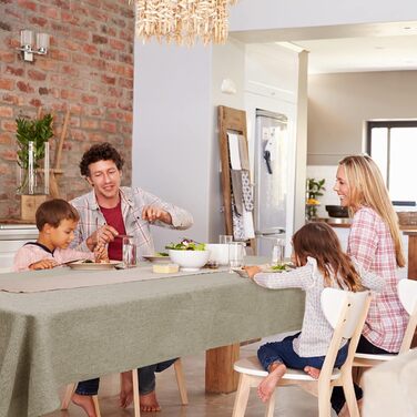 Скатертина Deconovo linen-look Скатертина на стіл водовідштовхувальна з льону з ефектом лотоса, 130х220 см, льон, 130х220 льон