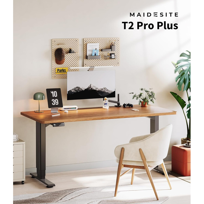 Електричний стіл MAIDeSITe з регулюванням висоти, 2 потужними двигунами, 3-рівневим регулюванням висоти каркаса столу та 4 налаштуваннями пам&39яті з нагадуванням про сидіння/вставання - T2 Pro Plus Black