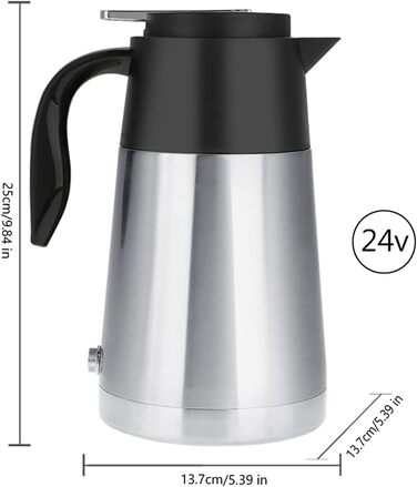 Автомобільний електричний чайник, 12V/24V 1300ml з нержавіючої сталі автомобіль вантажівка подорож чайник чайник нагрівання води ч