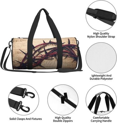 Дорожня сумка зі зміїної шкіри, кругла, великої місткості, легка та міцна, ідеальний подарунок для походів, відпустки, ділових поїздок та іншого, з орнаментом Корона терня, універсальний розмір