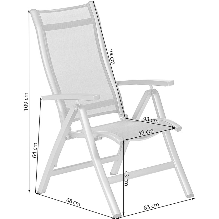 Складаний стілець Dehner Chicago, приблизно 110 x 63,5 x 67,5 см, текстиль/алюміній, сірий