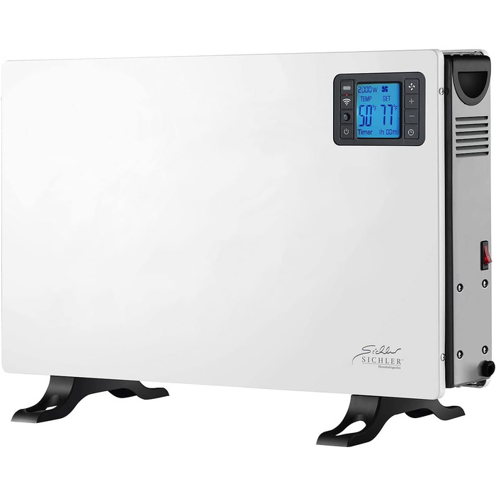 Електричний обігрівач Sichler для побутової техніки конвекторний обігрівач з Wi-Fi, 2000 Вт, додаток, голосове керування, дистанційне керування (електричний обігрівач, електричний радіатор, променевий обігрівач)